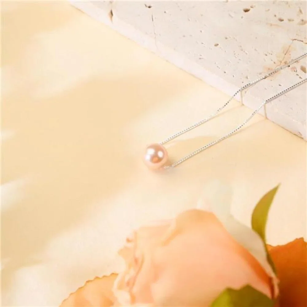 S925 Sterling Silver Pink Pearl Necklace as 9 Year Old Birthday Gift